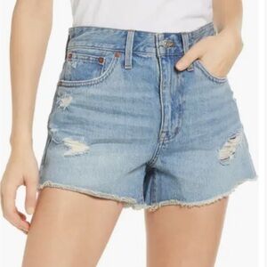 NWT Madewell Relaxed Destructed Edition Denim Shorts Size 33